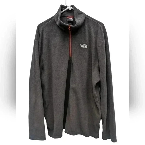 The North Face Men's Gray/Red Quarter Zip-up Pullover Fleece Jacket Size XXL - Picture 1 of 5